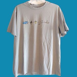 Prana Camping Sketch Art T Shirt Green Gray Men's M Gorpcore Urban Outdoor Trail